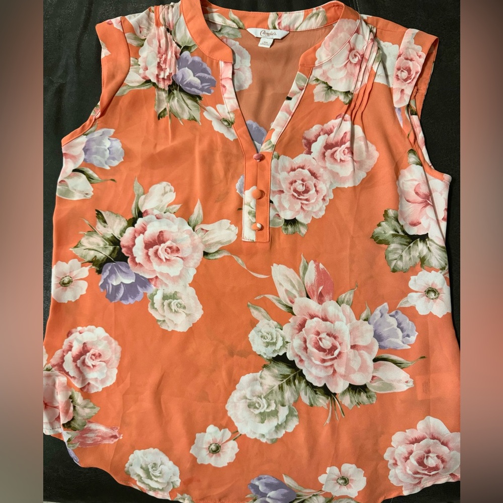 Candie's Floral Blouse - Orange and Pink